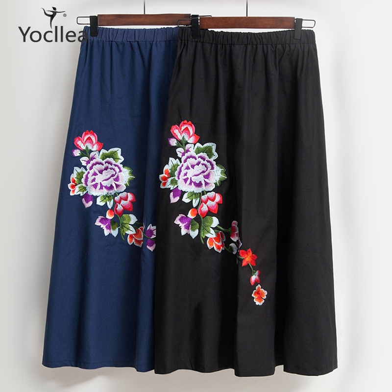 Embroidery Long Skirt Women Spring Autumn Cotton Linen bust skirts Elastic waist summer pleated lady skirts, Black
Embroidery Long Skirt Women Spring Autumn Cotton Linen bust skirts Elastic waist summer pleated lady skirts, Black