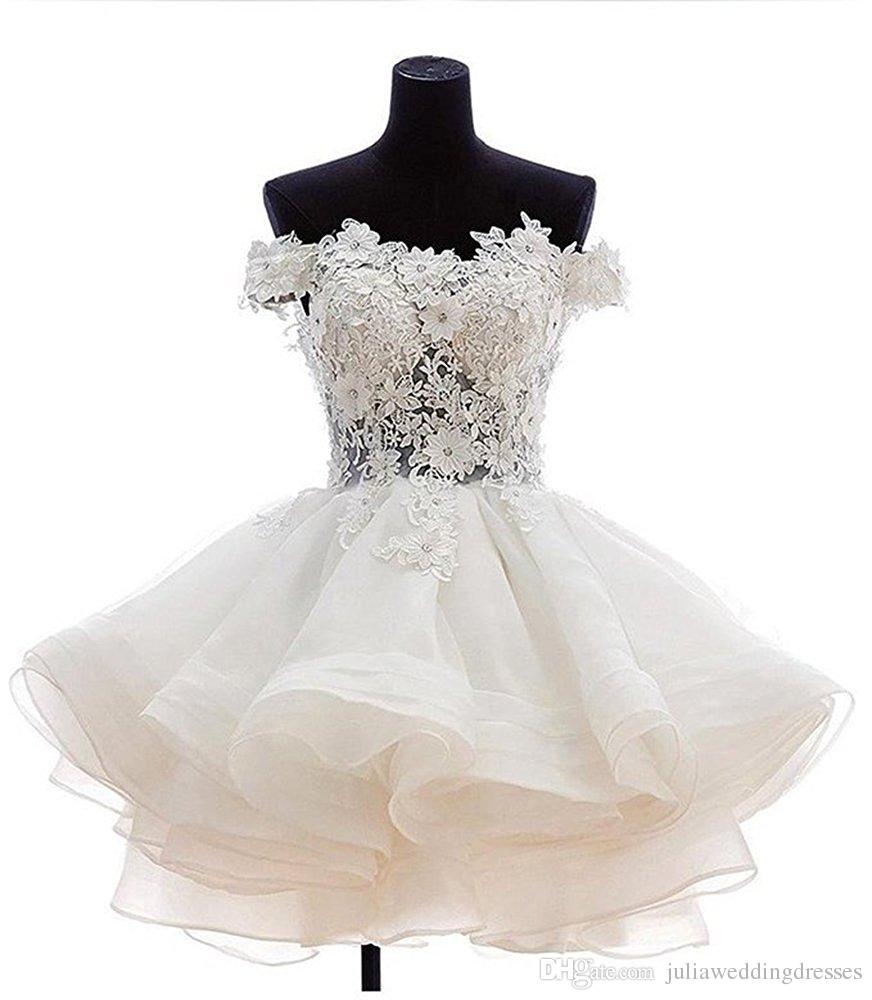 2019 New Cheap Lace Appliques Organza Short Prom Homecoming Dresses Plus Size Beaded Crystals Graduation Gown Cocktail Party Gown QC1399