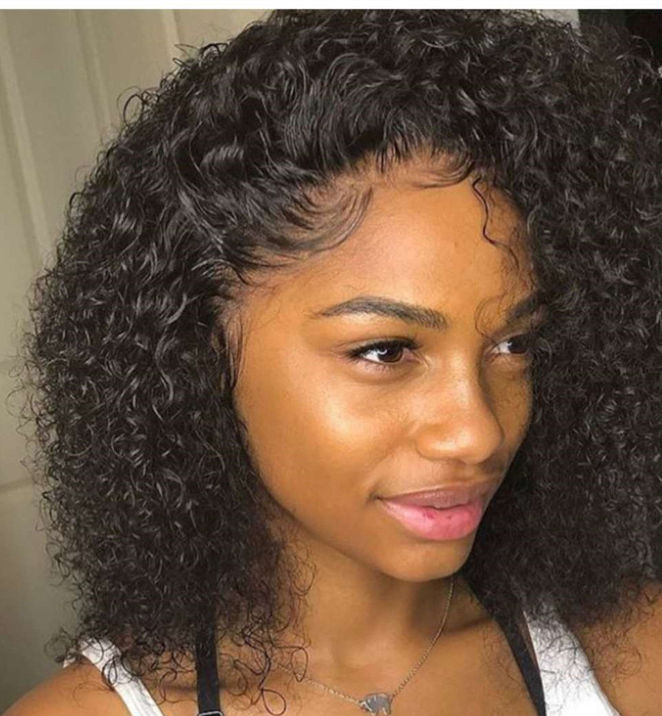 Short water wave lace front human hair wigs for black women 180%density curly pre plucked human hair wig 360
