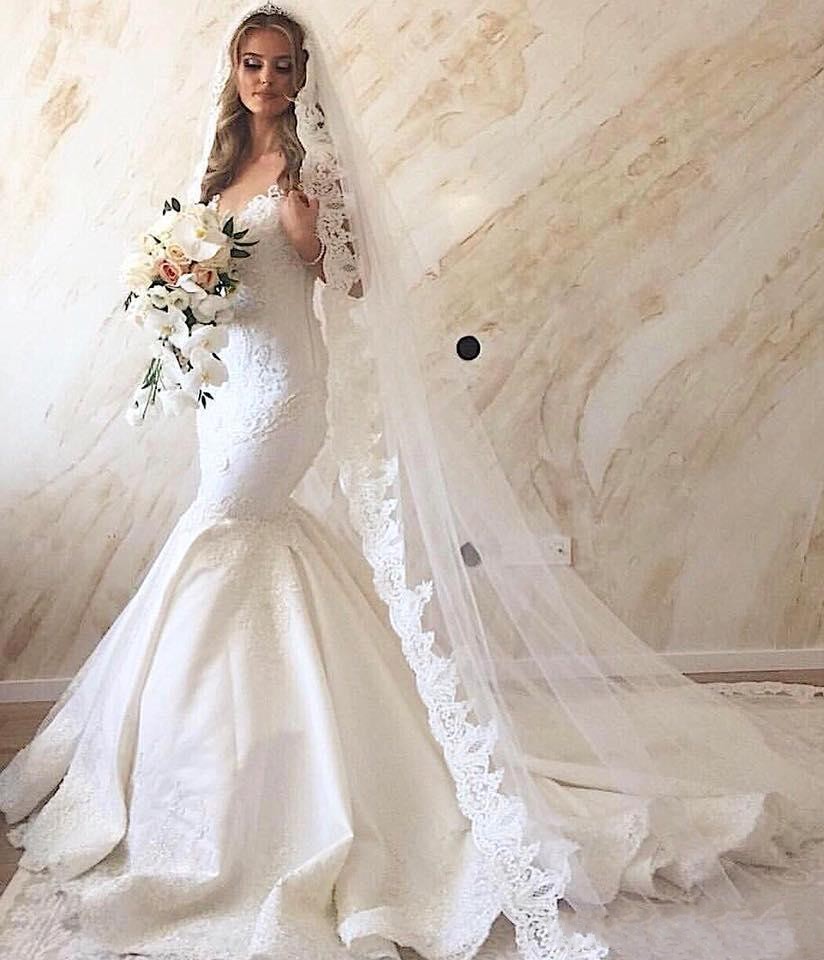 New Sexy Spaghetti Mermaid Wedding Dresses Lace Appliques Sleeveless Open Back Sweep Train Arabic Custom Made Formal Bridal Gowns