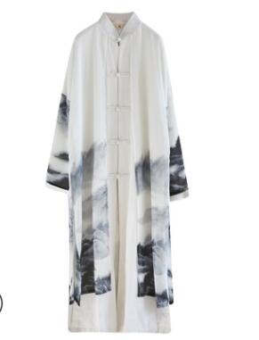 Asian Performance Crosstalk Long Robe Chiffon vintage Long robe Repubilc of China buddhist clothing Chinoiserie zen gown clothes