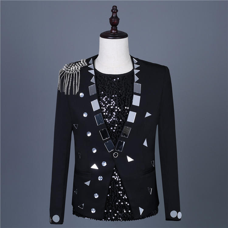 New Men's Atmosphere Suit Gold Lens Nightclub Men's Dj Bar DS Singer Stage Pack Rock Performance Suit, Black
New Men's Atmosphere Suit Gold Lens Nightclub Men's Dj Bar DS Singer Stage Pack Rock Performance Suit, Black