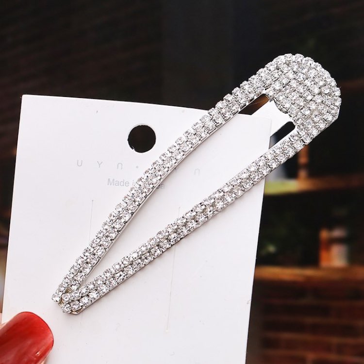 Fashion Metal Water Drop Hair Clips Golden Rhinestone BB Clip Simple Geometry Bang Hairpin 3 Colors