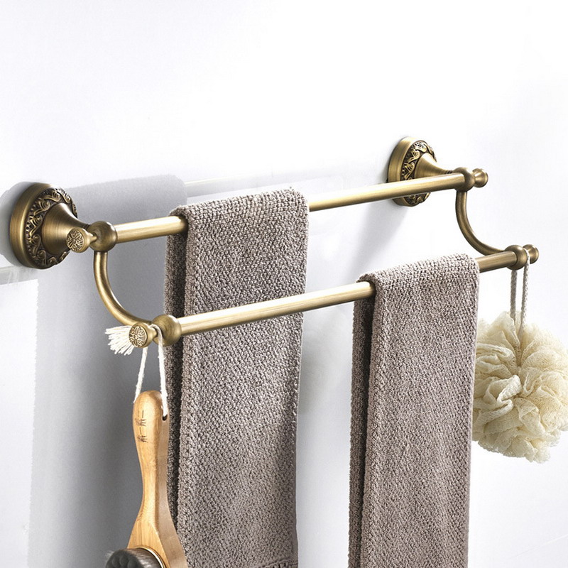 Wall Mounted Antique Brass Bathroom Accessory Double Towel Bar Towel Rail Holder, As pic
Wall Mounted Antique Brass Bathroom Accessory Double Towel Bar Towel Rail Holder, As pic
