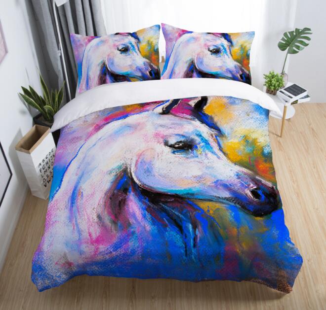 3D Horse Bedding Set Flying with Pillowcase Twin Full Queen King Size 2pcs/3pcs