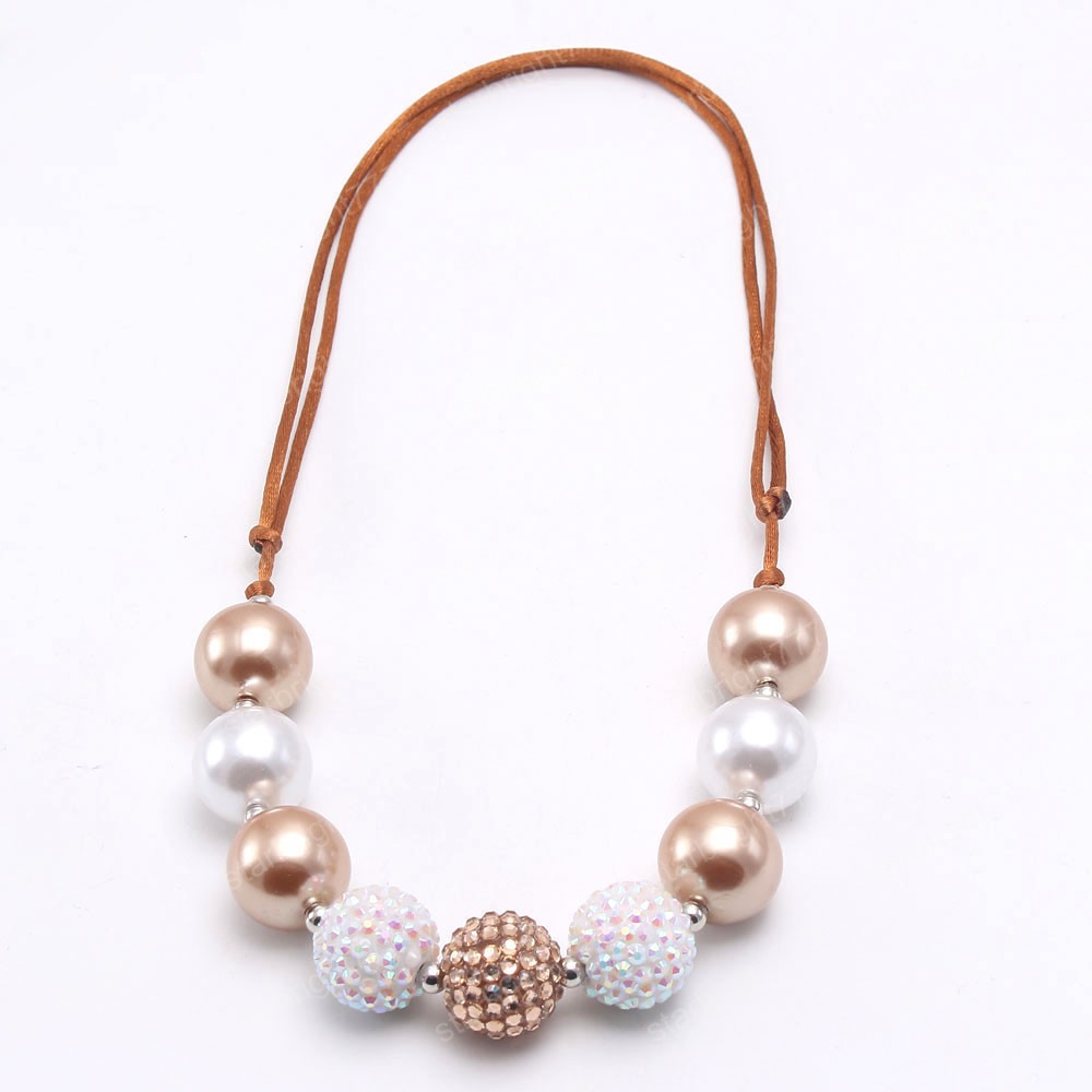 baby kids bubblegum beads necklace with adjustable rope chain fashion girls chunky jewelry choker for party hot sale