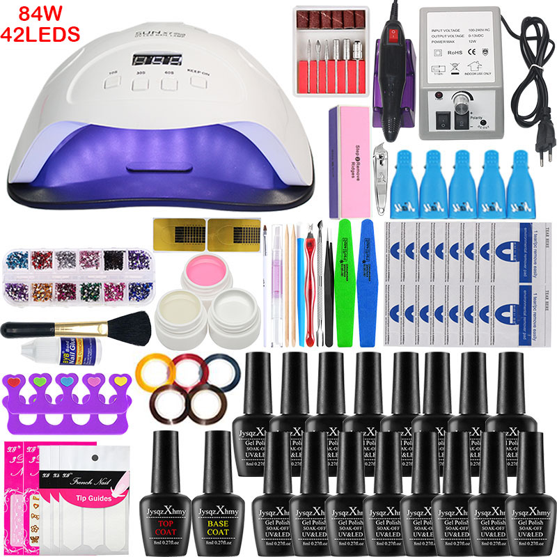 84W UV LED Lamp Dryer with 16/10pcs nail Set for gel nail polish set of tools for soaking Kit of gel polish tools
84W UV LED Lamp Dryer with 16/10pcs nail Set for gel nail polish set of tools for soaking Kit of gel polish tools