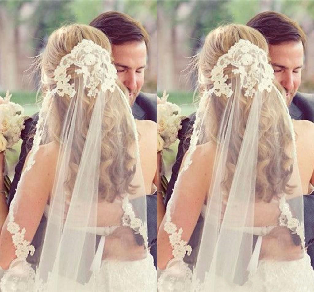 Bridal Wedding Veil Cheap Free Comb Lace Vintage White Ivory Tulle Wedding Bridal Veil Elbow Length One Layer Events Formal Appliques