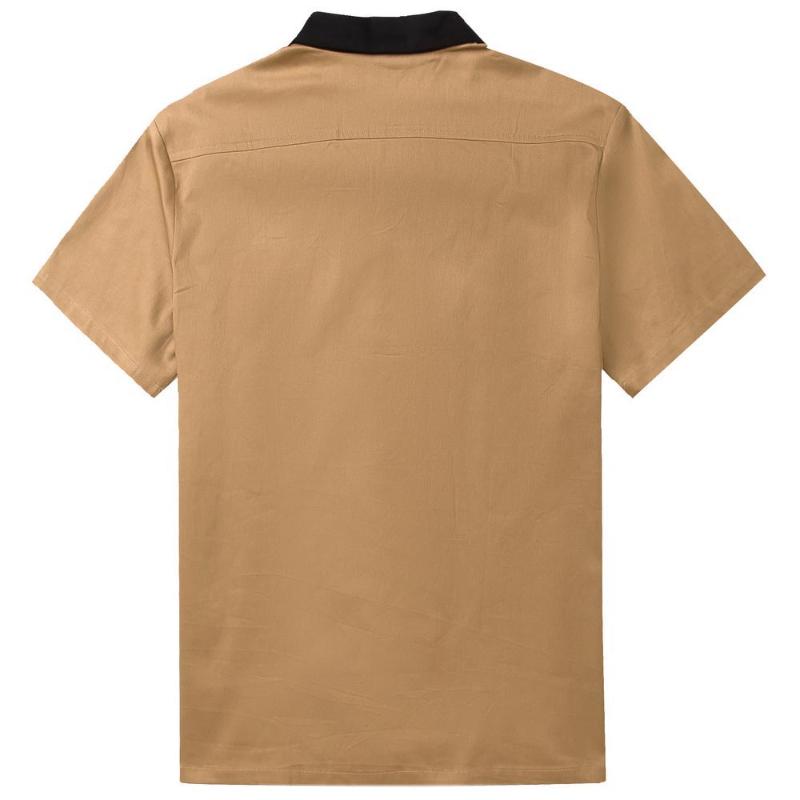 Casual Grey, Brown, Green Cotton Button-Up Short-Sleeve Men's Shirt St118