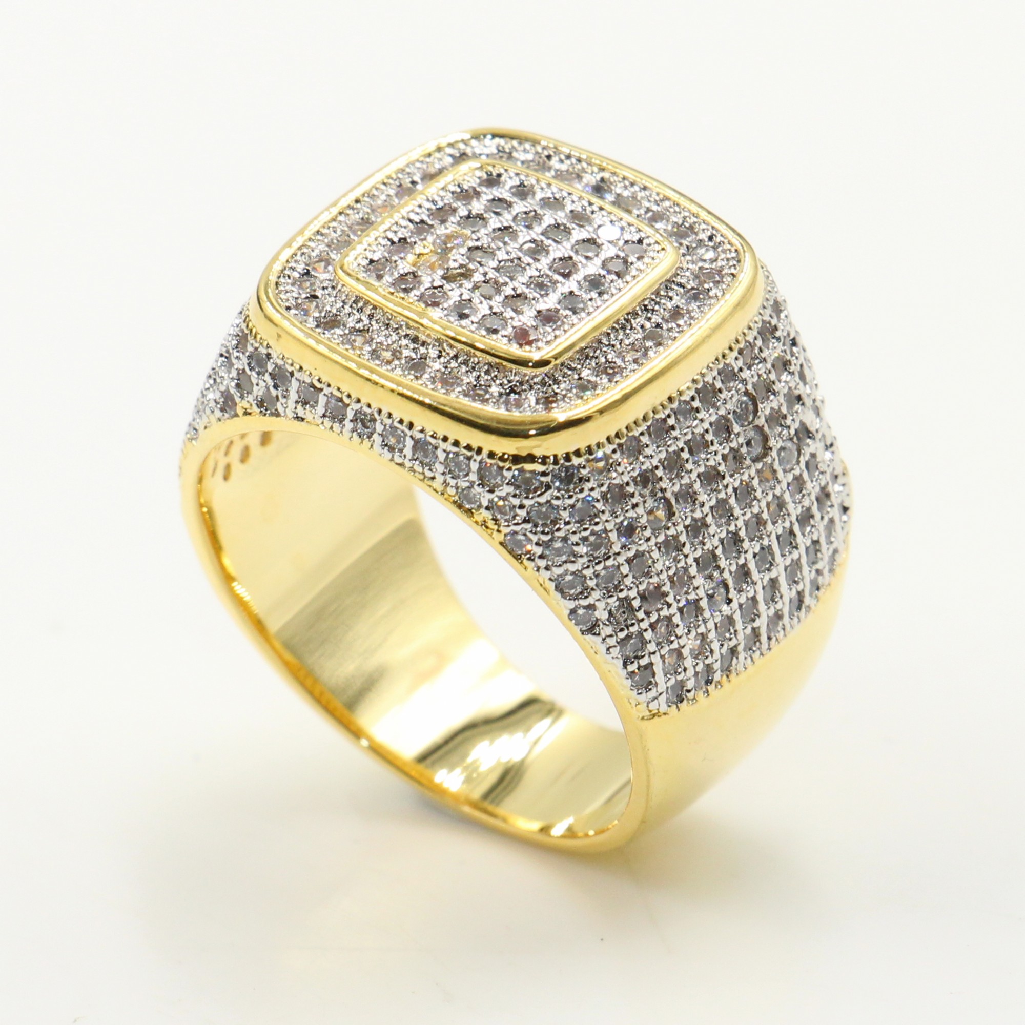 Victoria Wieck Sparkling Deluxe Jewelry 925 Sterling Silver&Gold Fill Pave Micro White Clear Topaz CZ Diamond Wedding Band Ring for Men Gift