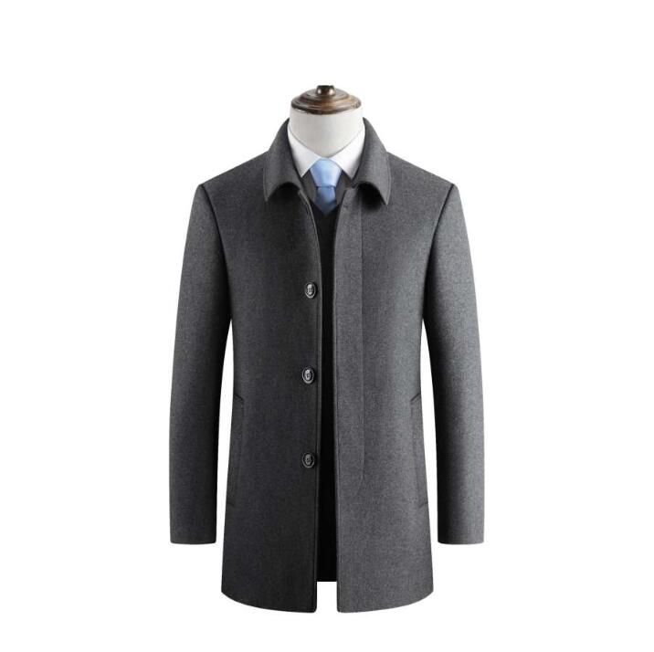 Men's Wool & Blends Mens Woolen Coat Fleece Thick Jackets Winter Jacket Men Warm Coats Business Clothing Windbreaker With Detachable Fur Col