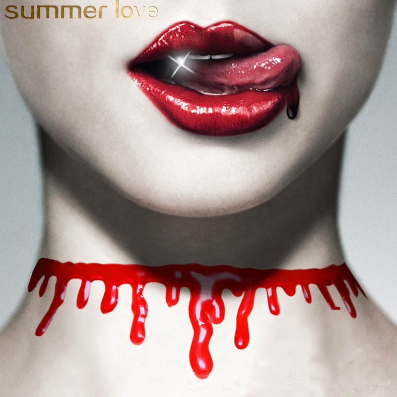 Halloween Decoration Blood Red Choker Necklace Elastic Vintage Stretch Tattoo Women Jewelry Adjustable Resin Short Necklace
Halloween Decoration Blood Red Choker Necklace Elastic Vintage Stretch Tattoo Women Jewelry Adjustable Resin Short Necklace