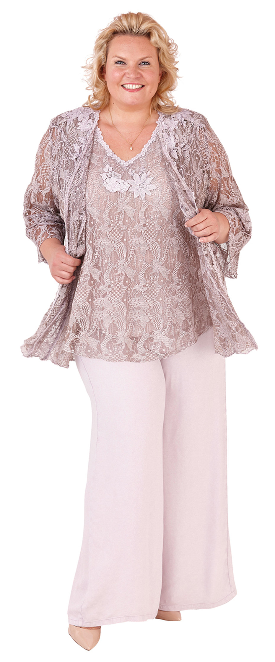 Plus Size Mother Of The Bride Dresses With Jacket Lace V Neck Long Sleeve Pant Suits Chiffon Wedding Guest Dress Evening Gowns