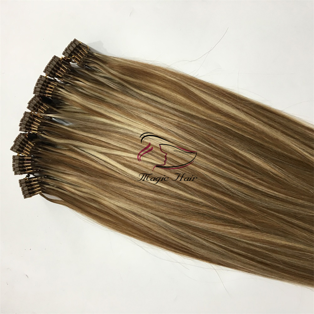 2019 New Products Hair Second Customized Color Available 6D Human Hair Extensions P6/613# Highlight 50grams/bag Can Be Styled With Iron