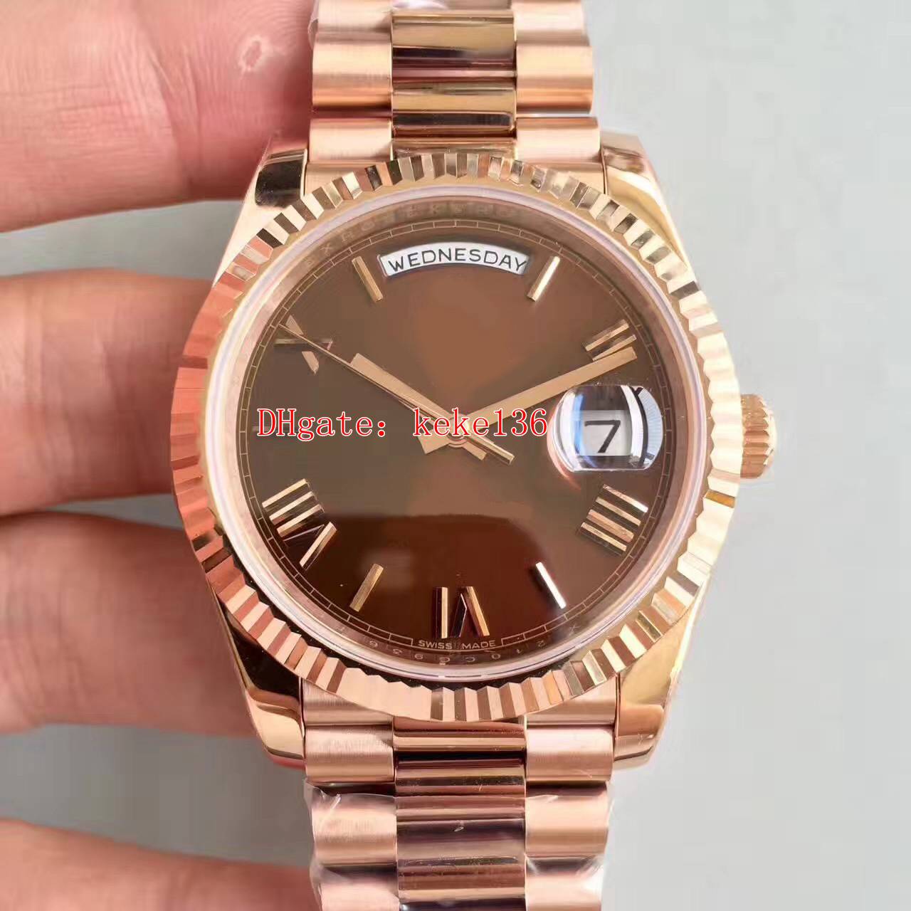 2 Color Super Quality Wristwatches V8 40mm Day-Date President 228235 Roman 18K Rose Gold ETA CAL.3255 Movement Automatic Mens Watch Watches
2 Color Super Quality Wristwatches V8 40mm Day-Date President 228235 Roman 18K Rose Gold ETA CAL.3255 Movement Automatic Mens Watch Watches