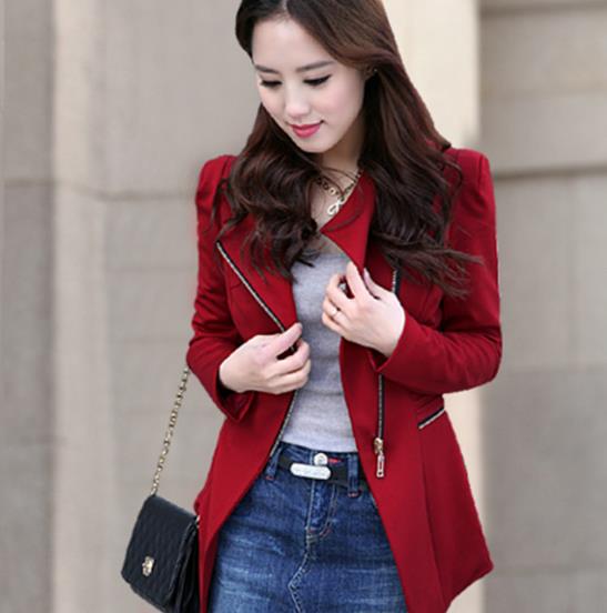 Women' Korean zipper slim coat solid color slim small suit Jacket Womens casual Outwear, Black
Women' Korean zipper slim coat solid color slim small suit Jacket Womens casual Outwear, Black