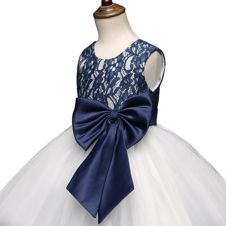 Cheap Flower Girls Dresses For Wedding With Big Bow Lace Kids Toddlers Birthday Party Dress Children Princess Gowns In Stock