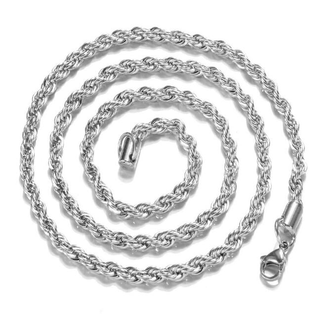 Top Quality 925 Sterling Silver Men Women Twist ROPE Chain Necklaces 2MM