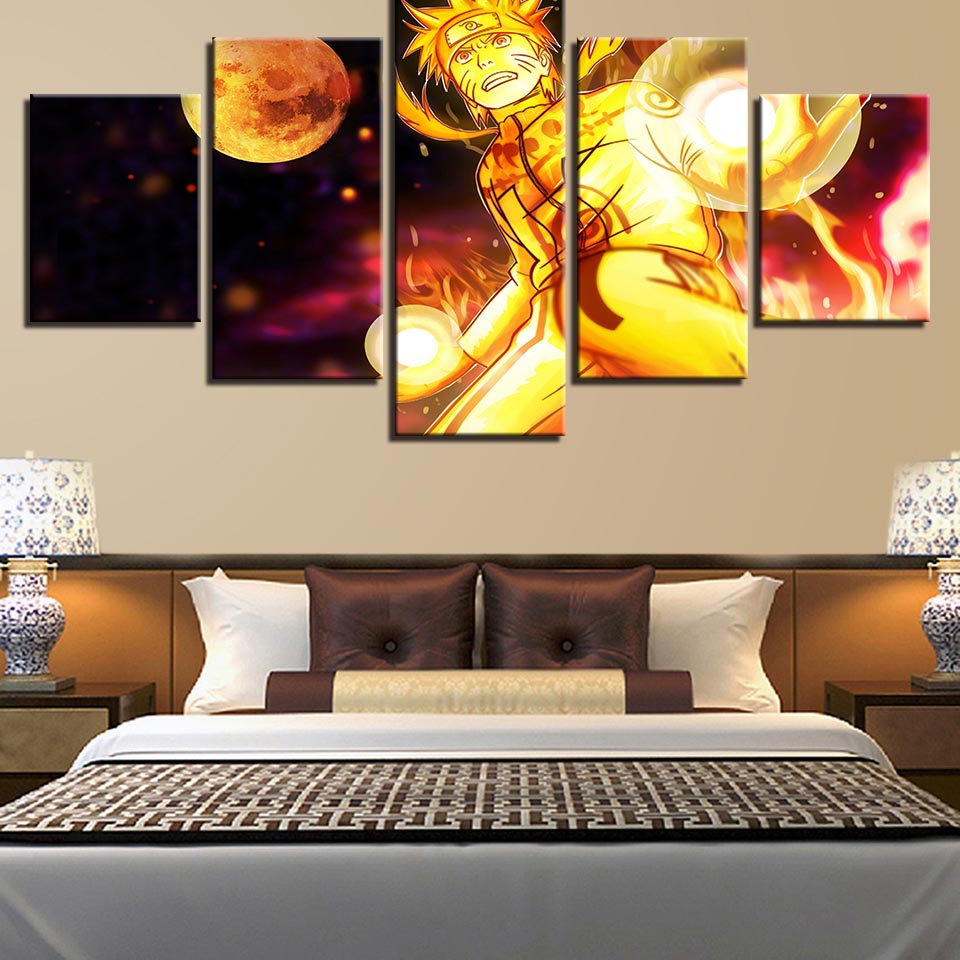 Unframed HD Printed 5 Piece Canvas Art Naruto Uzumaki Children Room Decoration Paintings on Canvas for Home Deor
