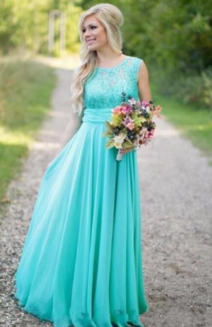 Aqua Blue Bridesmaid Dresses Sequins Chiffon Summer Wedding Guest Dress for Party Floor Length Appliques Lace Bridesmaid Gowns