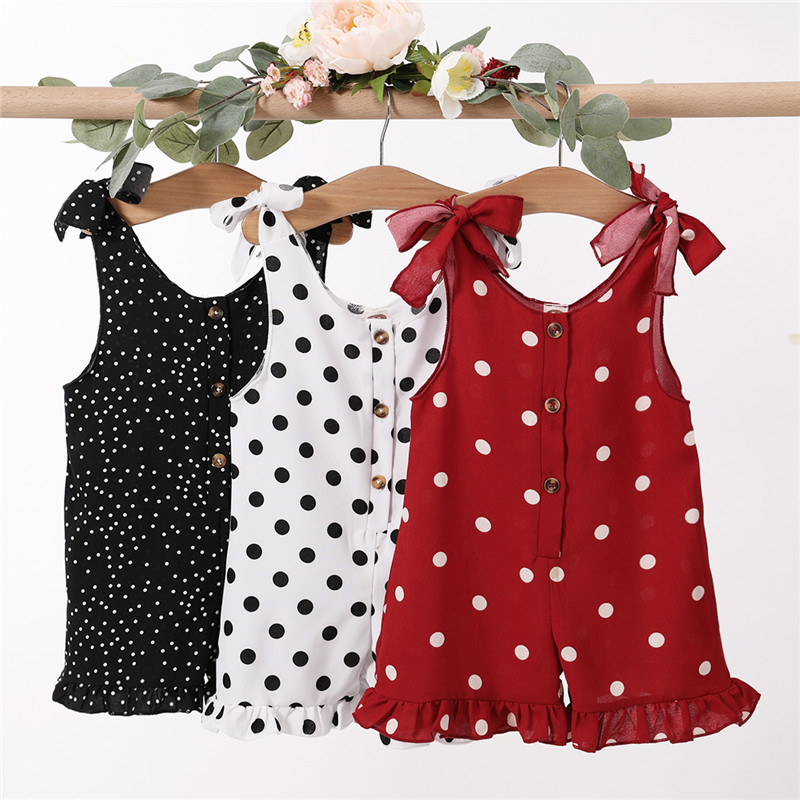 Cute Girl Summer Playsuit Toddler Kids Clothes Polka Dot Romper Lace Up Bow Jumpsuit Button Ruffles Bodysuits Children Clothing, Black
Cute Girl Summer Playsuit Toddler Kids Clothes Polka Dot Romper Lace Up Bow Jumpsuit Button Ruffles Bodysuits Children Clothing, Black