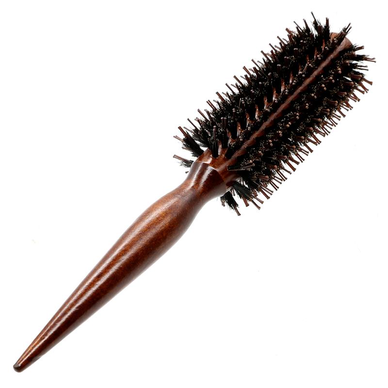 Anti Static Wood Boar Bristle Hair Round Brush Hairdresser Styling Teasing Brush For Hair Curly Comb 3 Sizes To Choose
