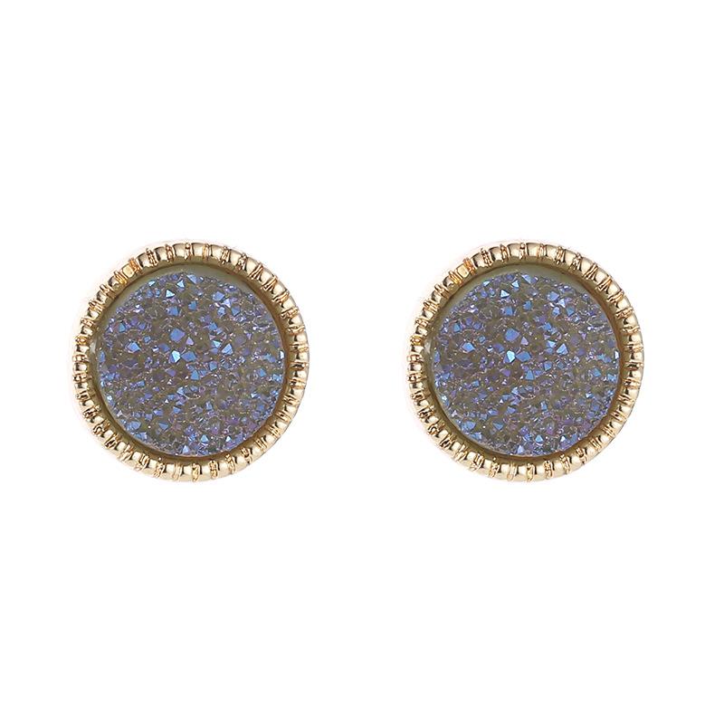 New simple druzy stone Stud Earrings Ladies Round Resin Gold Earrings For women Fashion Jewelry Gift