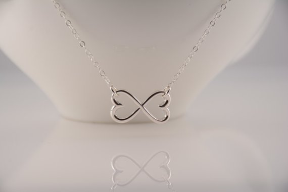 30PCS Outline Open Two Love Hearts Necklaces Geometric Wire Wrapped Horizontal 2 Double Heart Infinite Infinity Necklaces for Women