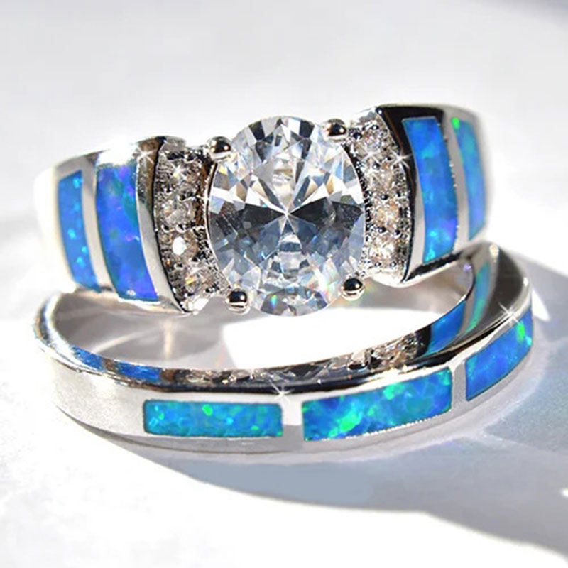 2pcs/set Luxury Oval Cubic Zirconia Rings for Women Engagement White Gold Color Couple Ring Bridal Wedding Blue Opal Jewelry
2pcs/set Luxury Oval Cubic Zirconia Rings for Women Engagement White Gold Color Couple Ring Bridal Wedding Blue Opal Jewelry
