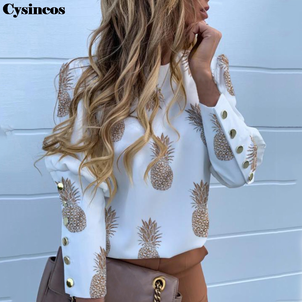 Cysincos Womon Puff Shoulder Blouse Shirt Elegant Office Lady Autumn Button Blouse Pineapple Print Long Sleeve Top Chemise femme, White
Cysincos Womon Puff Shoulder Blouse Shirt Elegant Office Lady Autumn Button Blouse Pineapple Print Long Sleeve Top Chemise femme, White