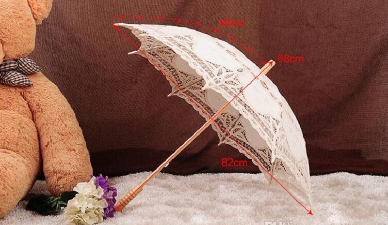 68cm Long handle lace Umbrellas Handmade Art wedding Bridesmaid gifts Embroidery Wedding Umbrella parasol Romantic Bridal photograph