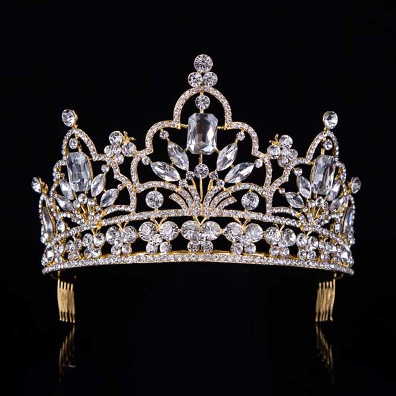 hot Silver Crystal Large Queen Pageant Crown Noble Rhinestone Diadem Tiaras for Princess Headbands Wedding Hair AccessoriesT-029 CJ191226