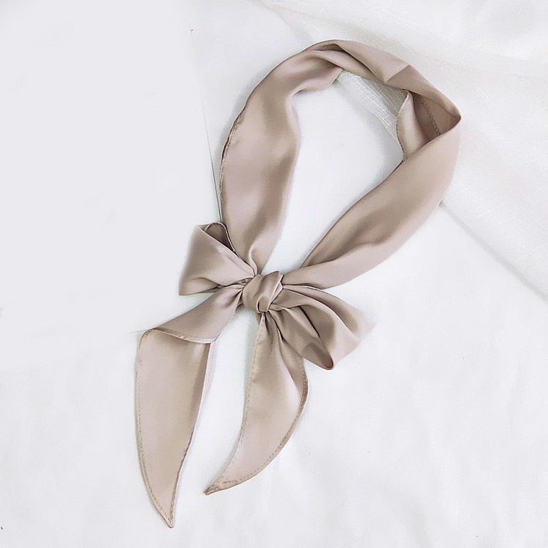 Women Ladies Fashion Square Scarf Head Neck Silk Feel Elegant Small Skinny Satin Hair Tie Band pashmina solid color bandana D19011106