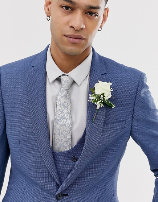 New Fashion Blue Beach Men's Suit Wedding Tuxedo Formal Slim Fit Two Button Groom Prom Dinner Blazer Suits(Jacket+Vest+Pants)