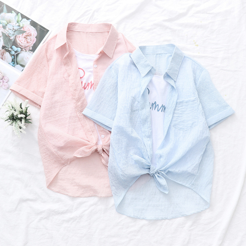 2020 New Summer Fake Two Pieces Blouse Shirt Female Cotton Striped Blouses Short Sleeve Shirts Women Tops Ladies Clothing, Blue
2020 New Summer Fake Two Pieces Blouse Shirt Female Cotton Striped Blouses Short Sleeve Shirts Women Tops Ladies Clothing, Blue