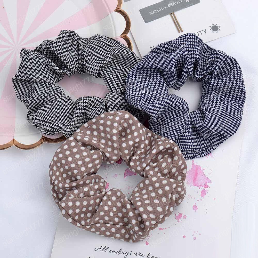 24 Colors Ponytail Holder Hair Scrunchy Elastic Grid Stripe Dot Hair Bands Scrunchy Hairbands Ties Ropes for Women Girls