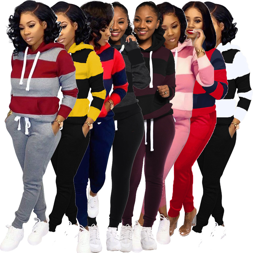 Spot Pants European autumn and winter fashion long-sleeved color pocket casual street suit support mixed batch