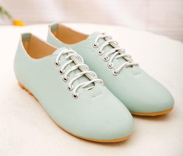 Hot Sale-Women Leather Shoes woman PU Black White Flat shoes candy color Cheap Women shoe Loafers Moccasins EW39