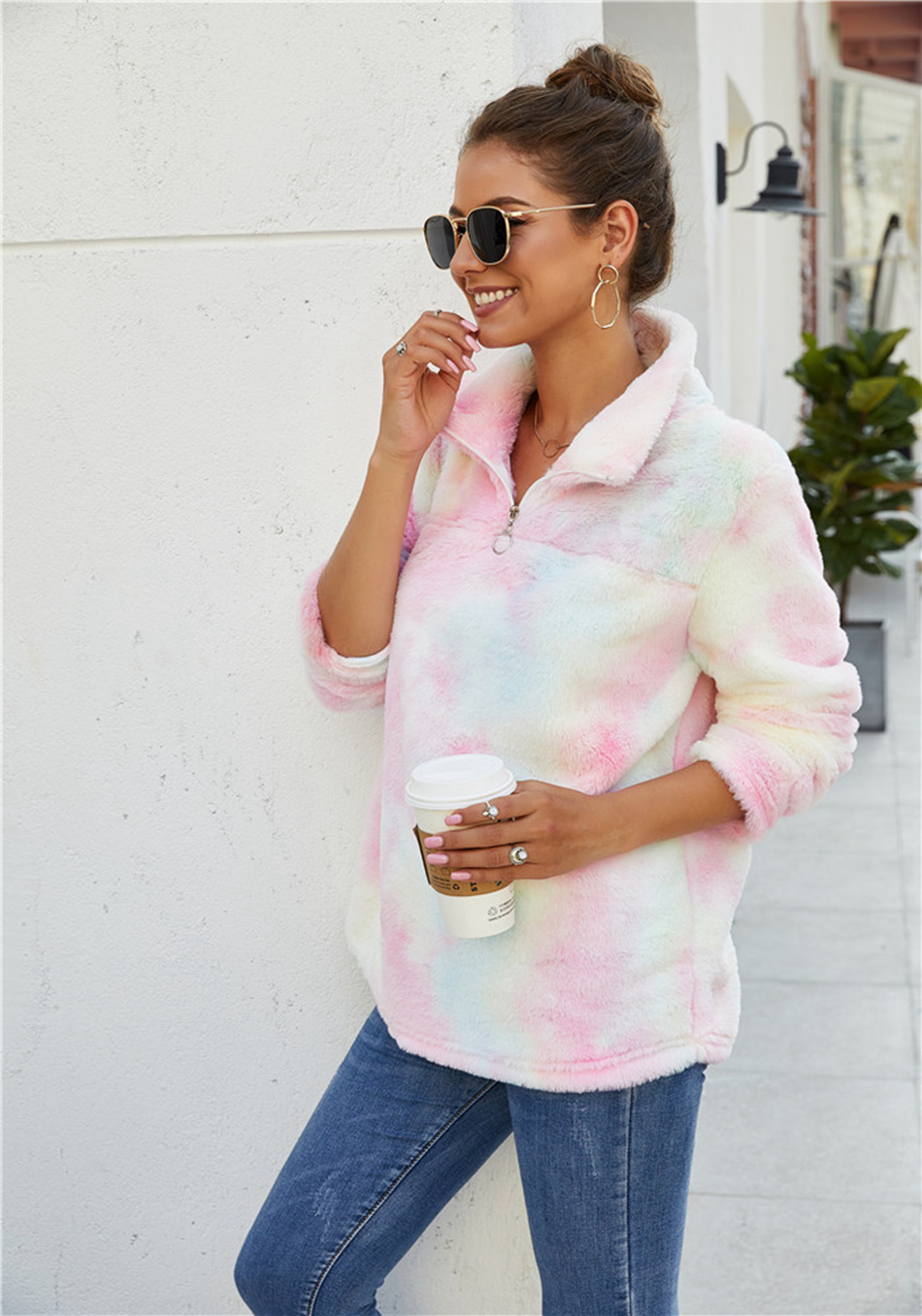 Fashion- gradient Pullover Long Sleeve Zipper Sherpa colorful Sweatshirt Soft Fleece tie dyed fall spring Outwear Tops Hoodie coat LJJA3152, Black
Fashion- gradient Pullover Long Sleeve Zipper Sherpa colorful Sweatshirt Soft Fleece tie dyed fall spring Outwear Tops Hoodie coat LJJA3152, Black