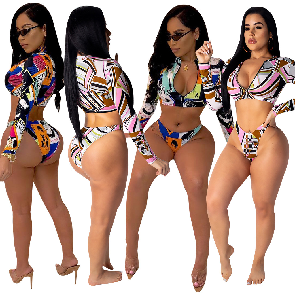 Floral Print Bathing Suit Bikini Swimsuit Beach Two Piece Sets Swimwear for Women Zipper Long Sleeve Crop Top Brief Outfits Blue Orange Pink, White;black
Floral Print Bathing Suit Bikini Swimsuit Beach Two Piece Sets Swimwear for Women Zipper Long Sleeve Crop Top Brief Outfits Blue Orange Pink, White;black