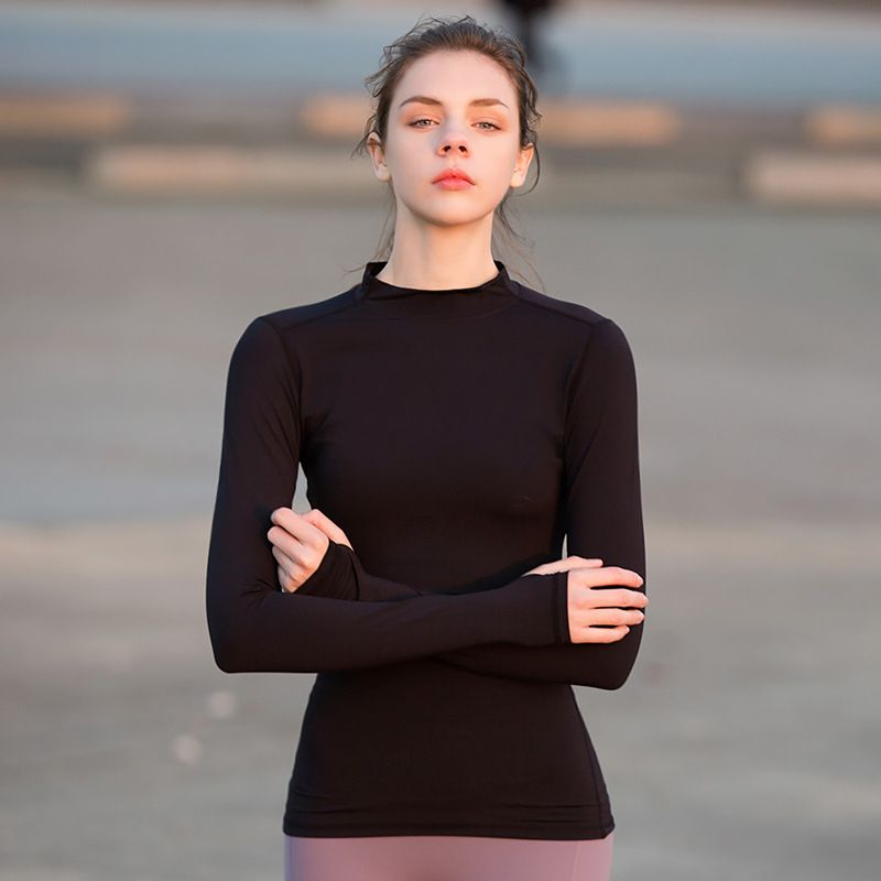 Women' Clothing Top Female Sports Long-sleeved Sports Fitness Yoga Tops Slim Solid Color Nylon Stretch Yoga Top Women Clothes, Black
Women' Clothing Top Female Sports Long-sleeved Sports Fitness Yoga Tops Slim Solid Color Nylon Stretch Yoga Top Women Clothes, Black