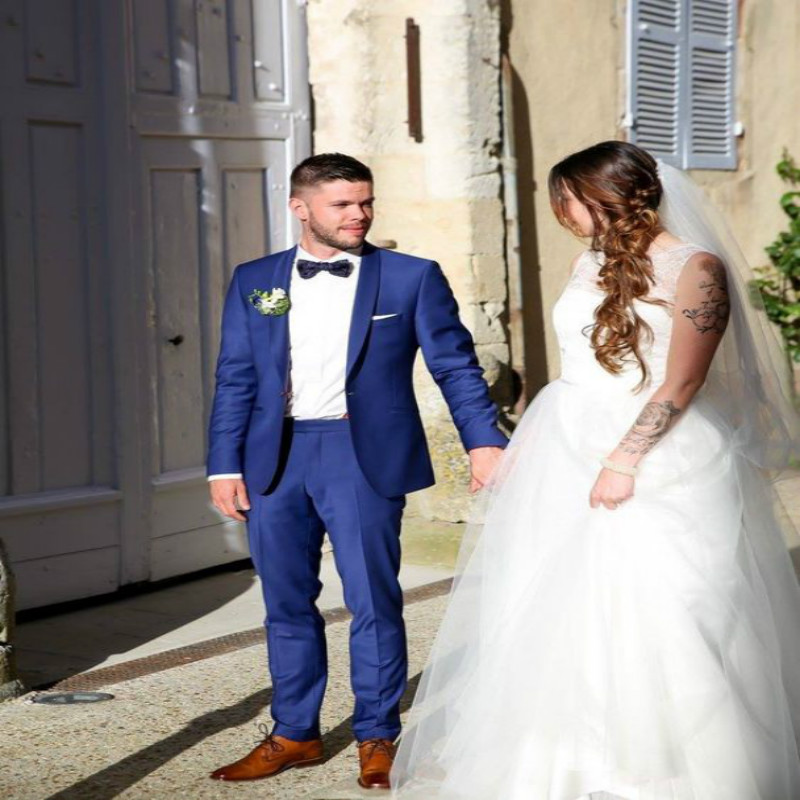 Handsome Royal Blue Men Wedding Tuxedos Notched Lapel One Button Groomsmen Slim Suits Fit Best Suit 2020 Jacket And Pant Outfit Men Wear