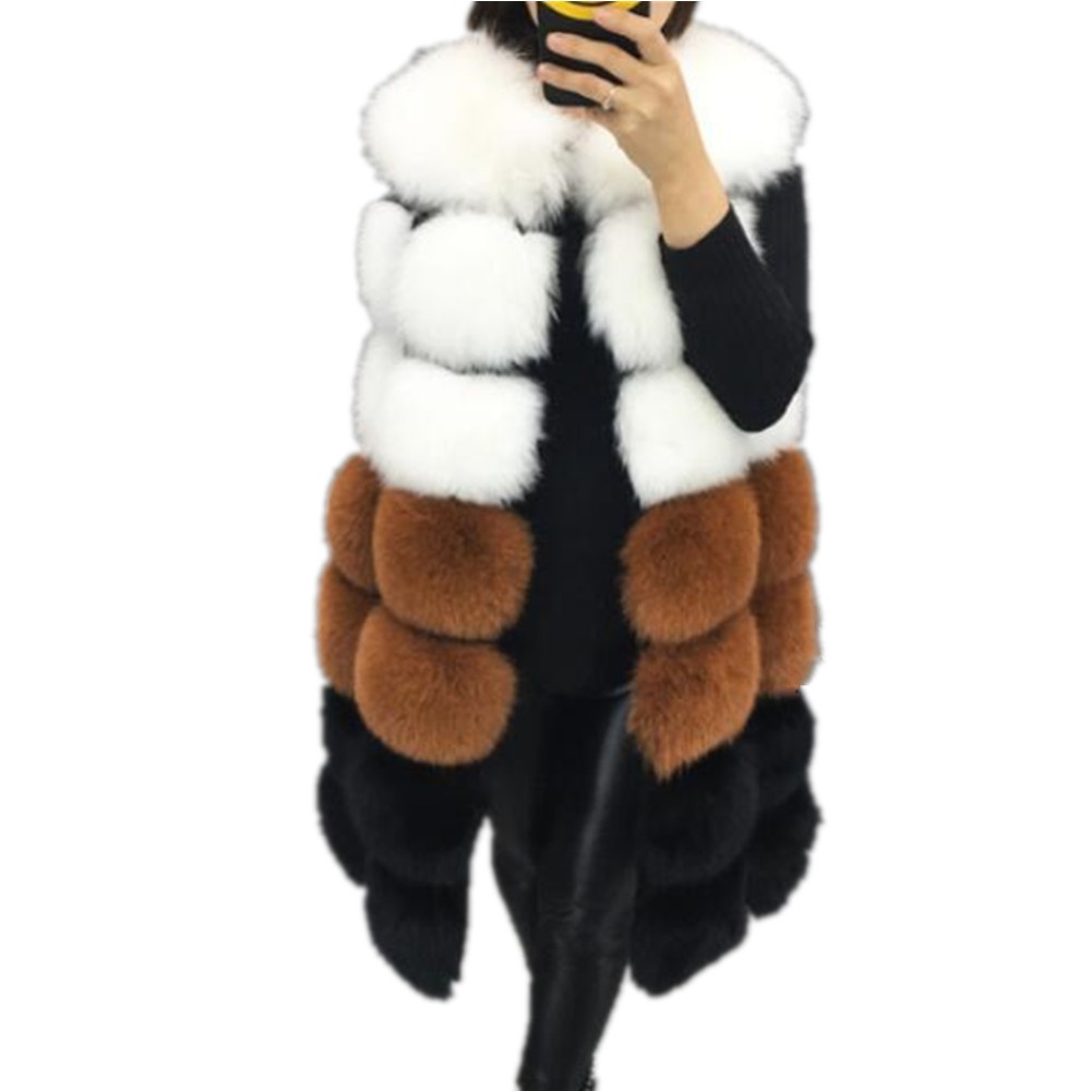 New Fashion Winter Women's Fur Vest Coat Warm Long Vests Fur Vests Women Faux Vest Coat Outerwear Jacket