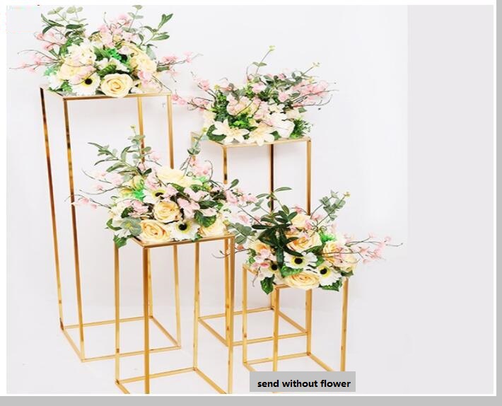 Gold color wedding decoration 4pcs/set Wedding flowers stand arrangement table centerpiece Iron geometric placed props