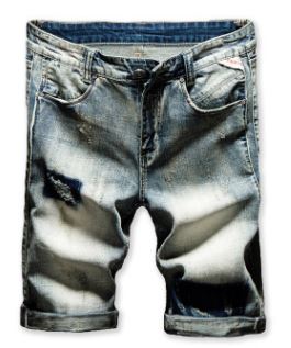 New Mens High Quality Hole Summer Time Elastic Slim Fit European And American Style Five Minutes Of Pants, Blue
New Mens High Quality Hole Summer Time Elastic Slim Fit European And American Style Five Minutes Of Pants, Blue