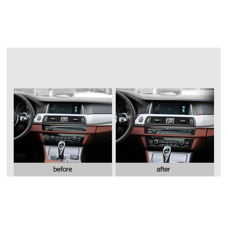 For BMW F10 F11 5 Series Interior Trim Carbon Fiber Car CD Control Panel Stickers AC CD Panel Frame Accessories for 520i 525i