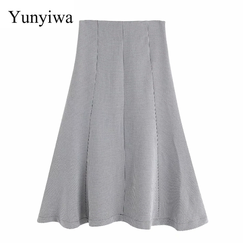 2019 Women Vintage Houndstooth Plaid Print A Line Skirt Faldas Mujer Ladies Side Zipper Chic Casual Slim Brand Midi Skirt, As picture
2019 Women Vintage Houndstooth Plaid Print A Line Skirt Faldas Mujer Ladies Side Zipper Chic Casual Slim Brand Midi Skirt, As picture