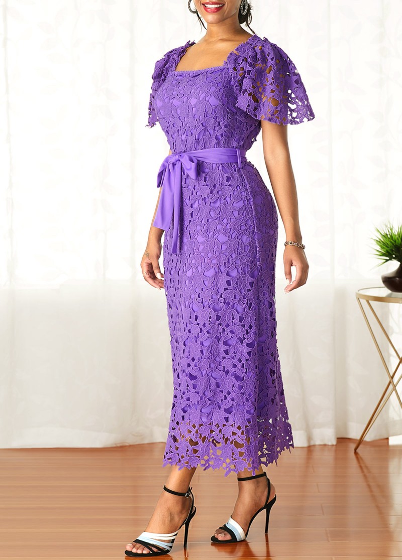 2020 Royal Sheath Mother of The Bride Dresses Lace Satin Sashes Plus Size Wedding Guest Dress Short Sleeve Elegant Evening Gowns