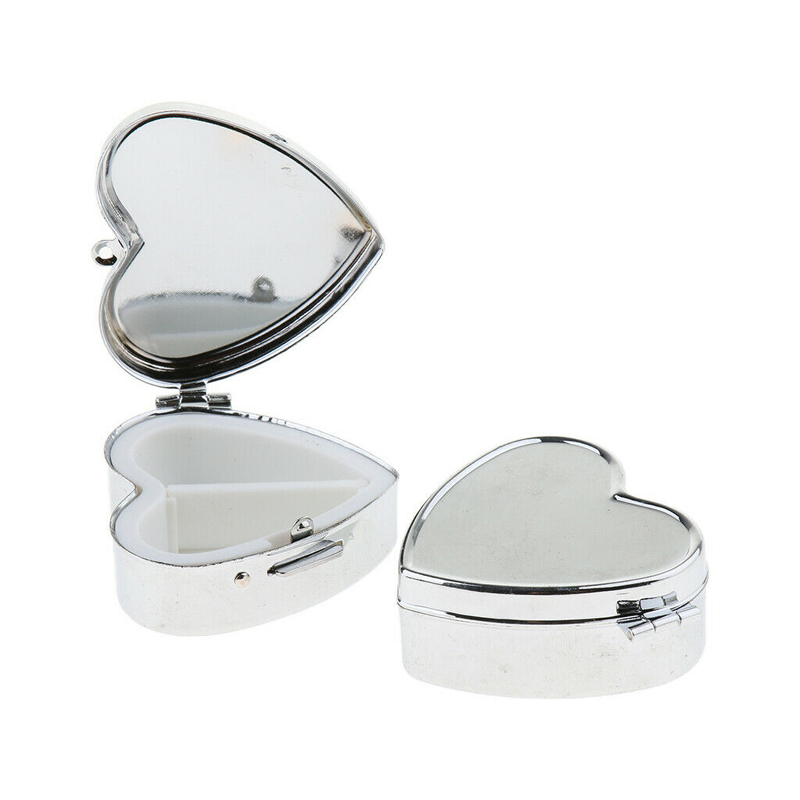 100pcs Heart Shaped Metal 2 Grid Pill Box boxes Organizer Medicine Container Case Jewellery Storage Pocket Portable Heart Shape, Silver
100pcs Heart Shaped Metal 2 Grid Pill Box boxes Organizer Medicine Container Case Jewellery Storage Pocket Portable Heart Shape, Silver