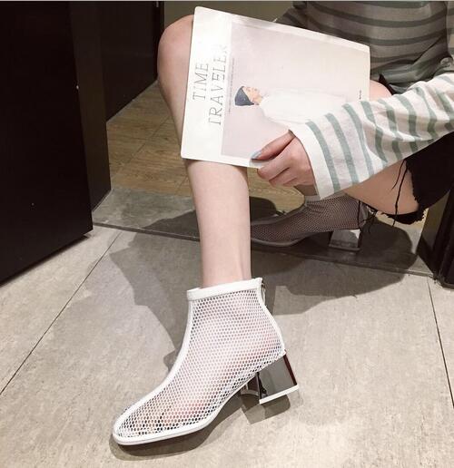 Hot sales Summer new explosions net boots net red Korean version of the hollow mesh sandals back zipper round head with cool boots women, White
Hot sales Summer new explosions net boots net red Korean version of the hollow mesh sandals back zipper round head with cool boots women, White